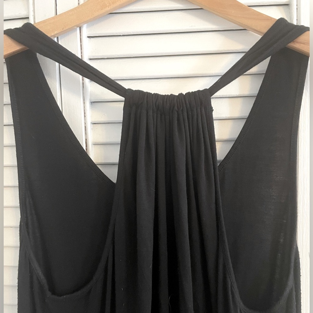 GAP Black Casual Sleeveless, Modal, Ruched Back, Elastic Waist Maxi Dress Size L